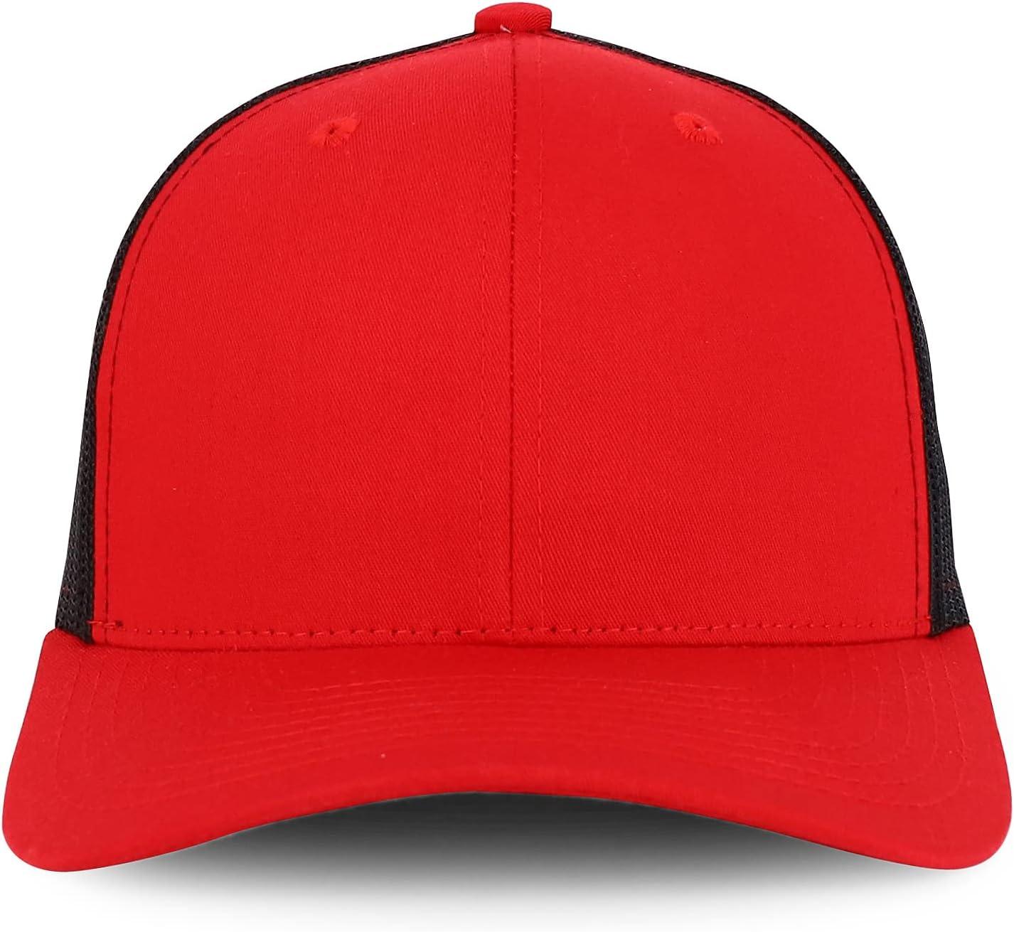 imageTrendy Apparel Shop Premium Structured 6 Panel Mesh Back Trucker CapRed Black