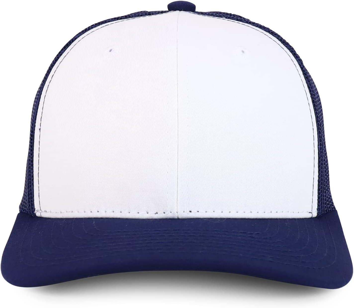 imageTrendy Apparel Shop Premium Structured 6 Panel Mesh Back Trucker CapWhite Navy