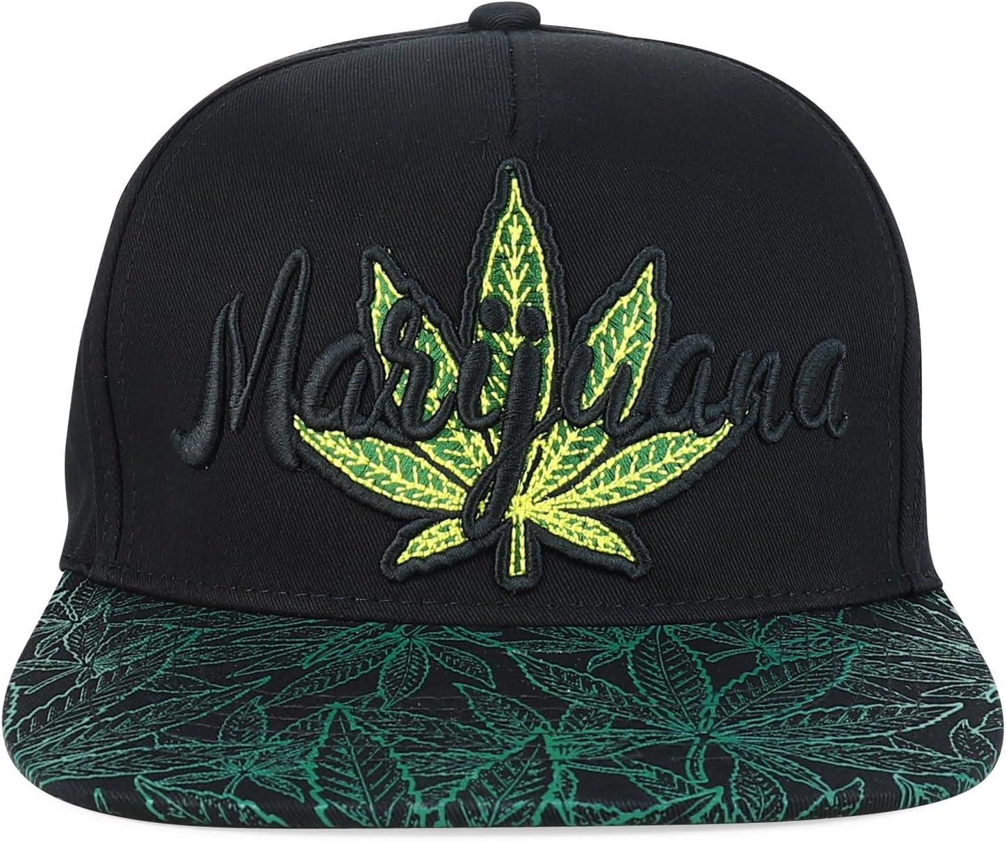 imageTrendy Apparel Shop Rasta Marijuana Leaf Weed 3D Embroidered Flat Bill Snapback CapBlack Black 4
