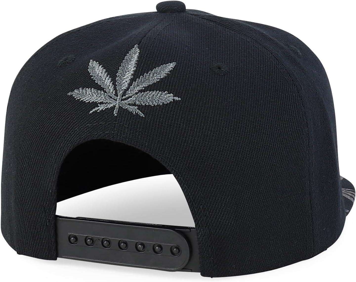 imageTrendy Apparel Shop Rasta Marijuana Leaf Weed 3D Embroidered Flat Bill Snapback CapBlack Black 5