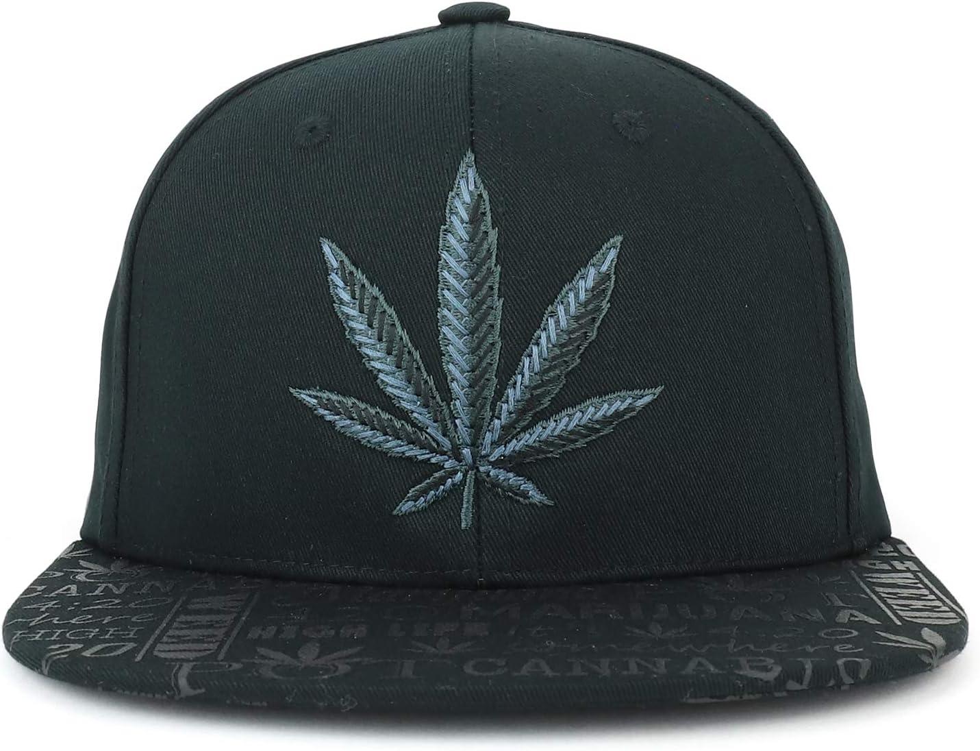 imageTrendy Apparel Shop Rasta Marijuana Leaf Weed 3D Embroidered Flat Bill Snapback CapBlack Black