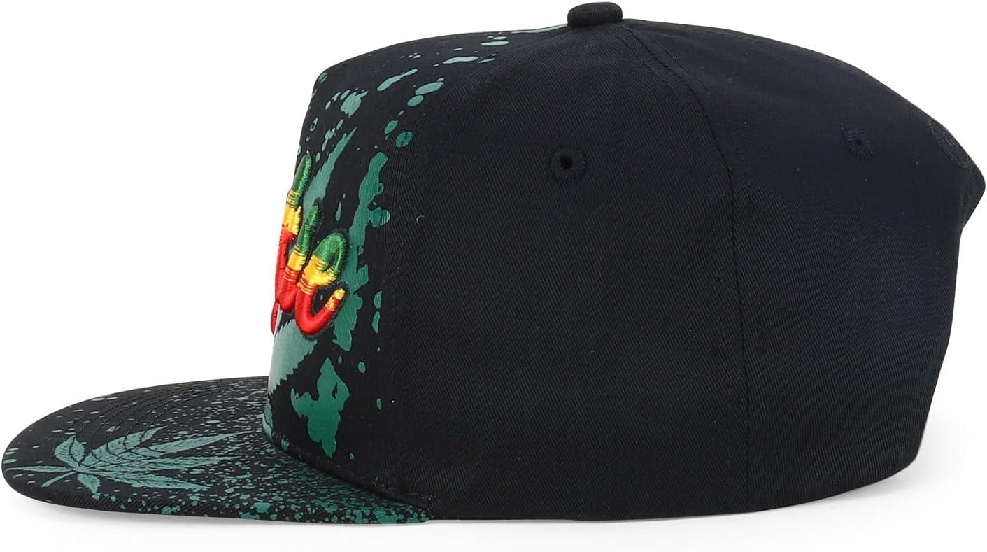 imageTrendy Apparel Shop Rasta Marijuana Leaf Weed 3D Embroidered Flat Bill Snapback CapBlack Black 8
