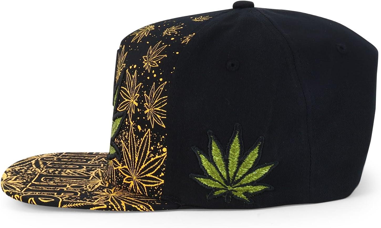 imageTrendy Apparel Shop Rasta Marijuana Leaf Weed 3D Embroidered Flat Bill Snapback CapBlack Black 9