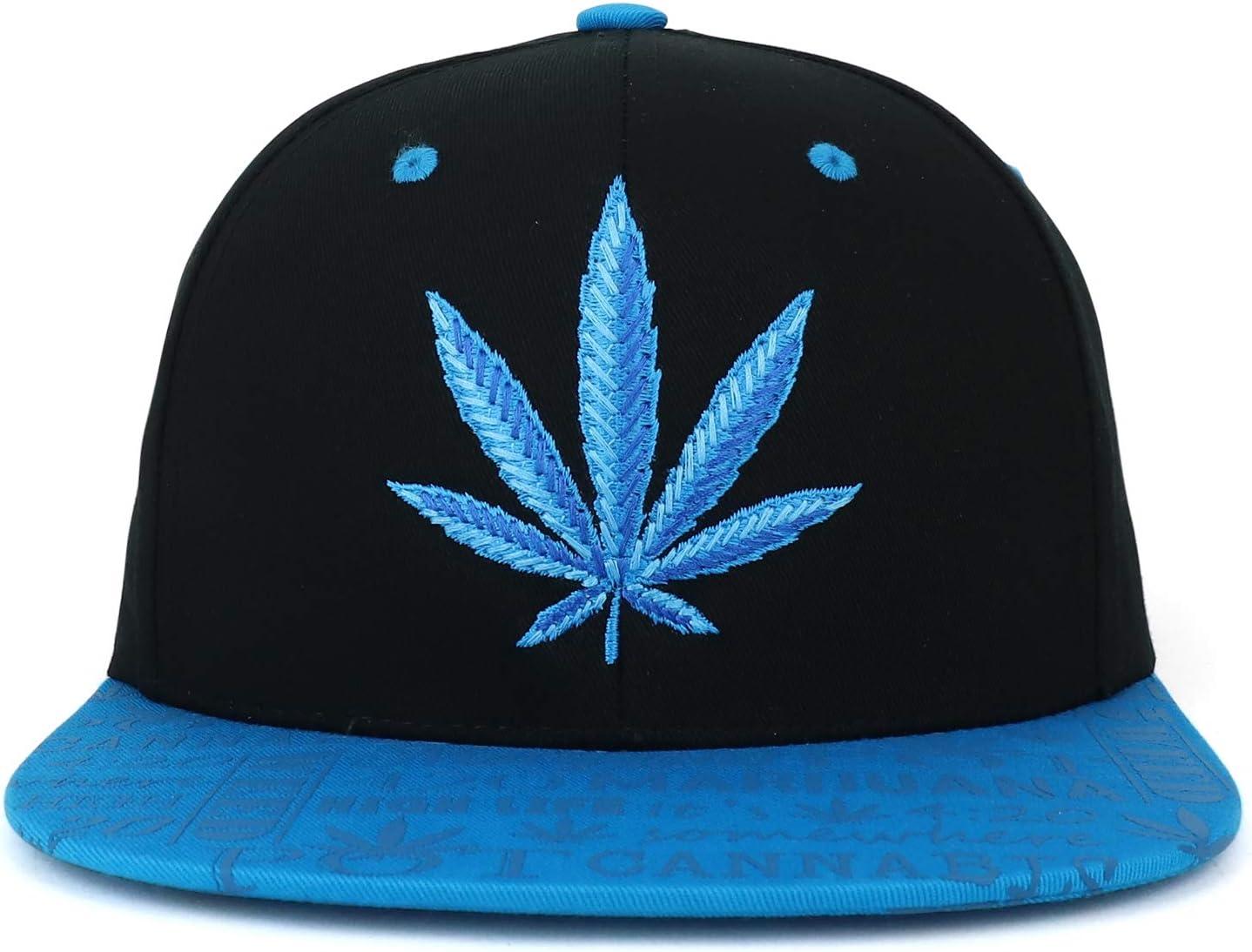 imageTrendy Apparel Shop Rasta Marijuana Leaf Weed 3D Embroidered Flat Bill Snapback CapBlack Blue