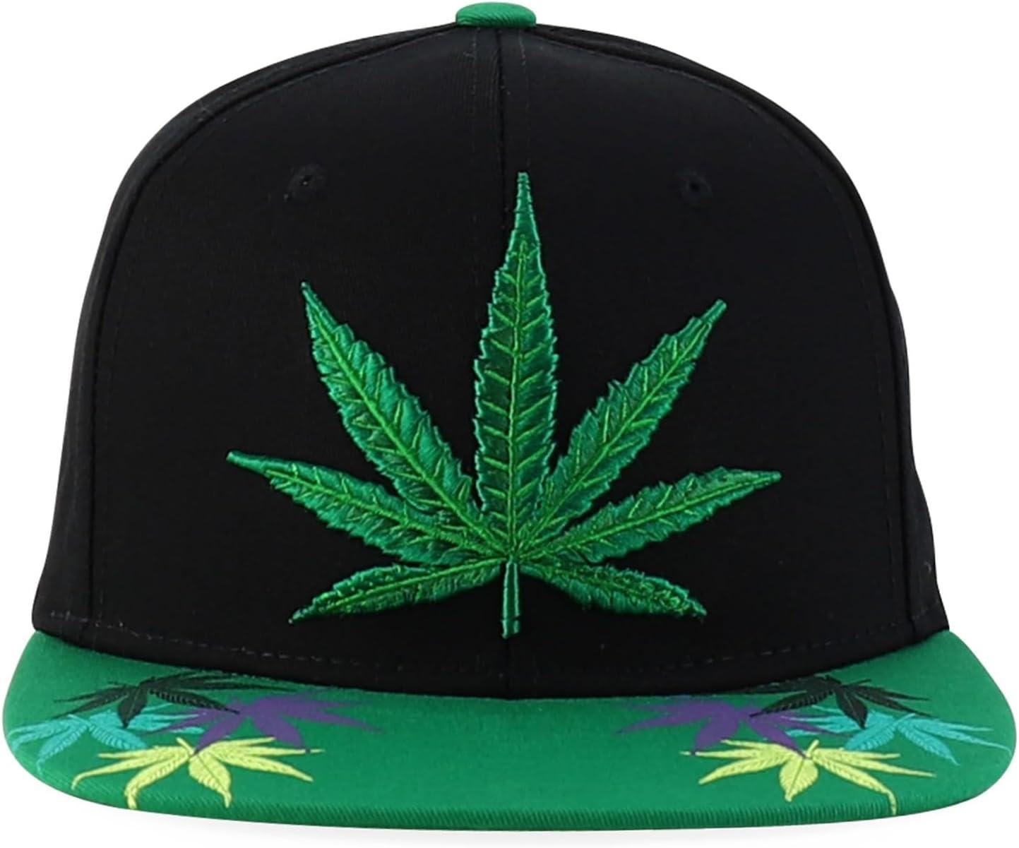 imageTrendy Apparel Shop Rasta Marijuana Leaf Weed 3D Embroidered Flat Bill Snapback CapBlack Kelly Green 3