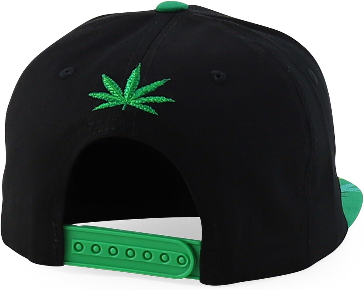 imageTrendy Apparel Shop Rasta Marijuana Leaf Weed 3D Embroidered Flat Bill Snapback CapBlack Kelly Green 3