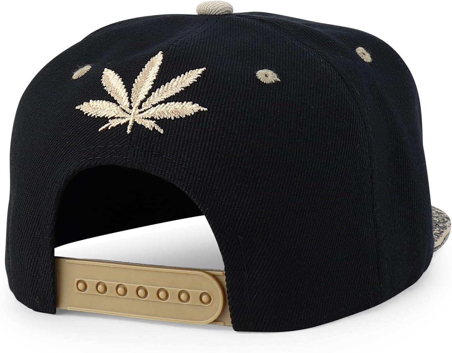 imageTrendy Apparel Shop Rasta Marijuana Leaf Weed 3D Embroidered Flat Bill Snapback CapBlack Khaki 6
