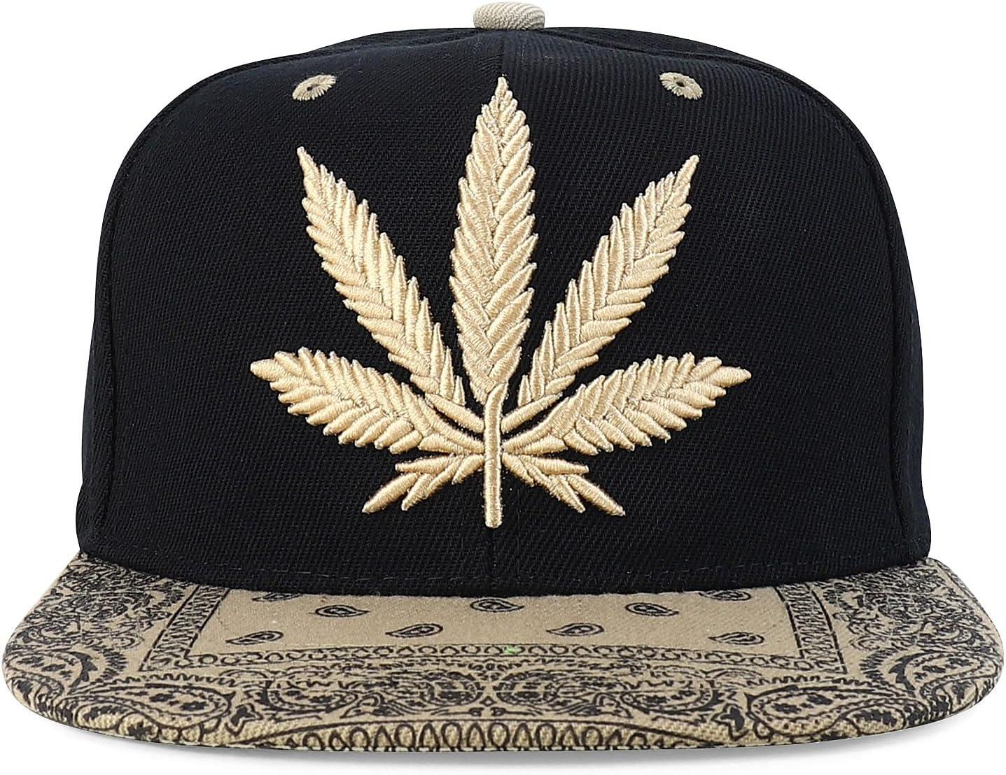 imageTrendy Apparel Shop Rasta Marijuana Leaf Weed 3D Embroidered Flat Bill Snapback CapBlack Khaki 6