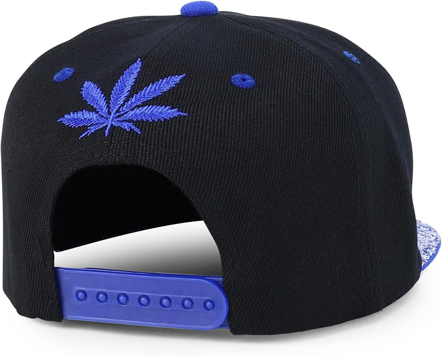 imageTrendy Apparel Shop Rasta Marijuana Leaf Weed 3D Embroidered Flat Bill Snapback CapBlack Royal 6