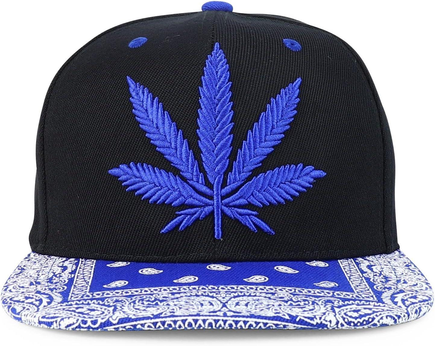 imageTrendy Apparel Shop Rasta Marijuana Leaf Weed 3D Embroidered Flat Bill Snapback CapBlack Royal 6