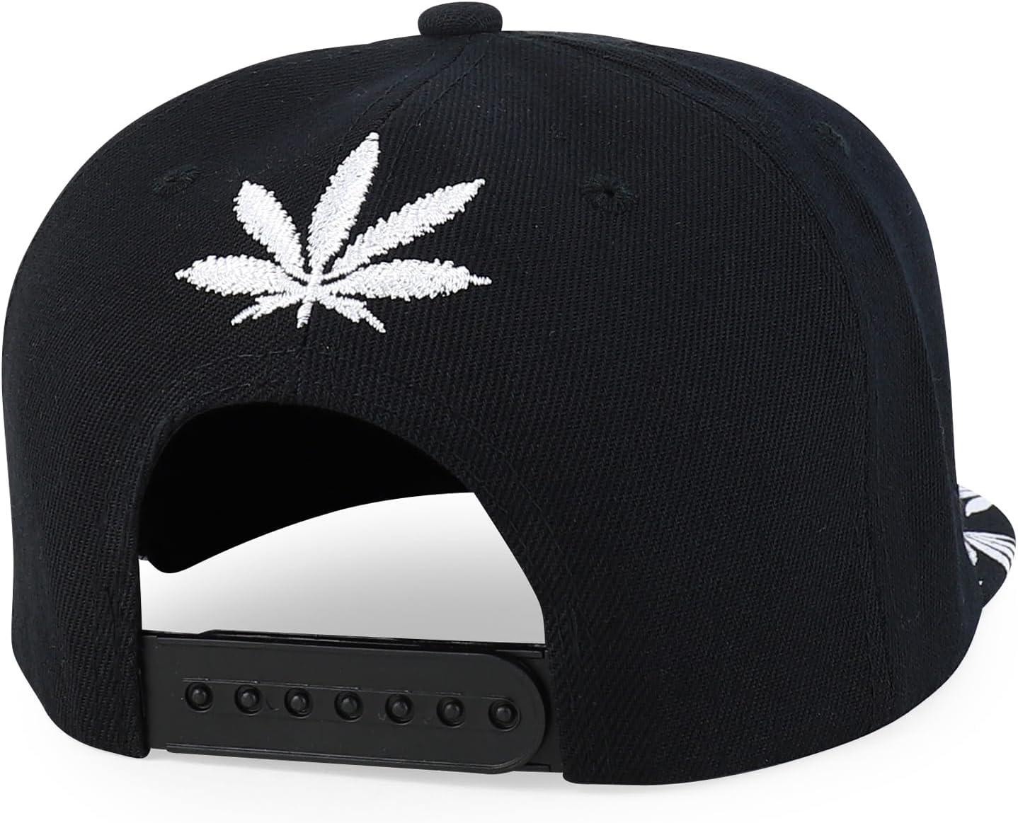 imageTrendy Apparel Shop Rasta Marijuana Leaf Weed 3D Embroidered Flat Bill Snapback CapBlack White 5