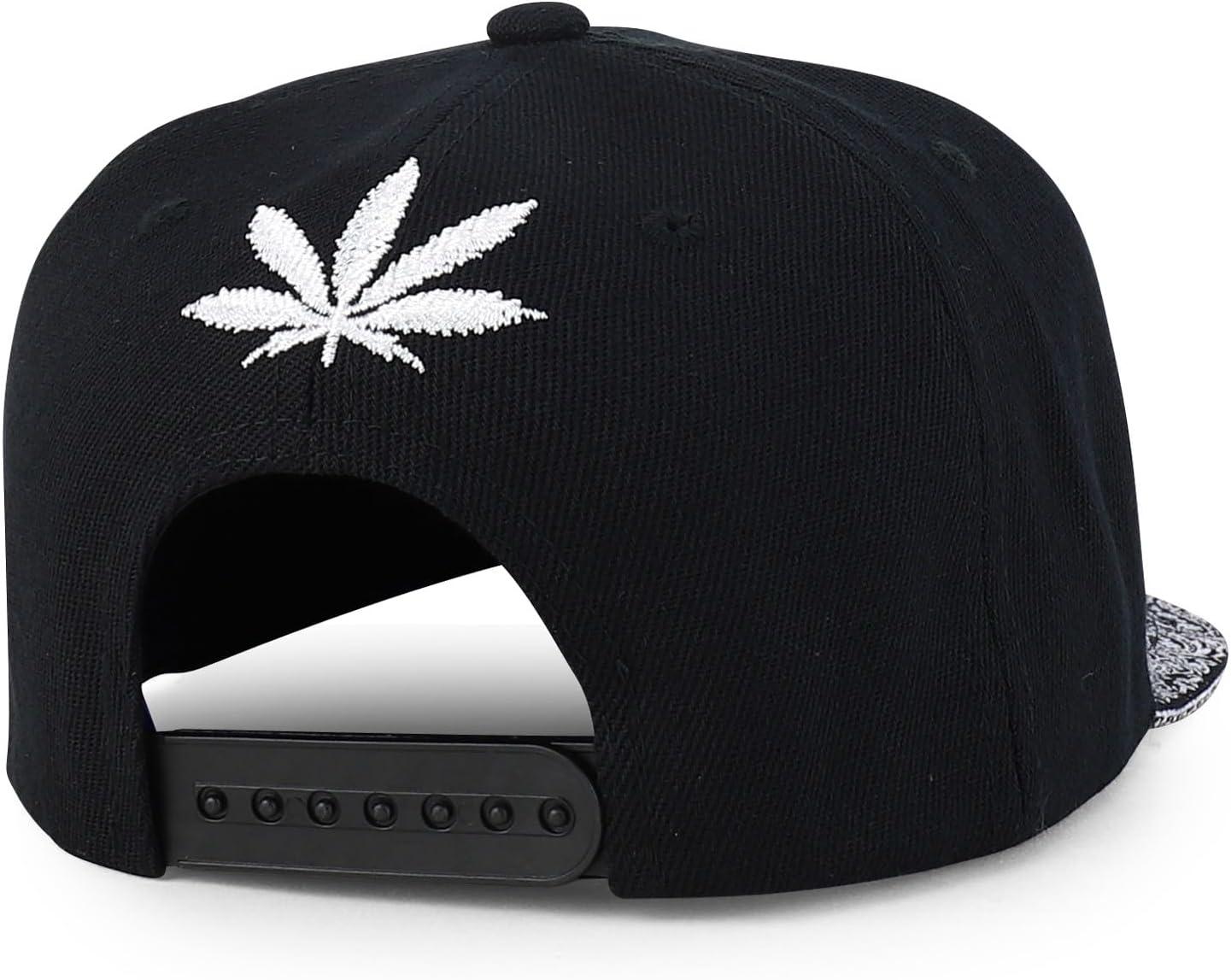 imageTrendy Apparel Shop Rasta Marijuana Leaf Weed 3D Embroidered Flat Bill Snapback CapBlack White 6