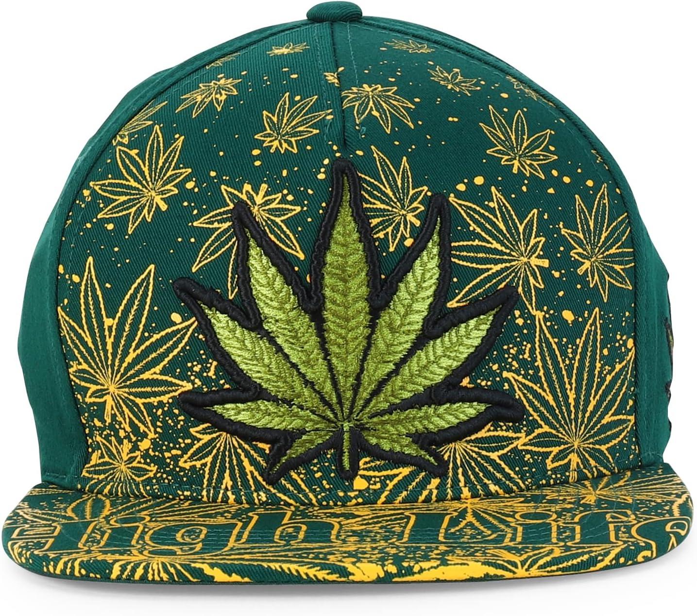 imageTrendy Apparel Shop Rasta Marijuana Leaf Weed 3D Embroidered Flat Bill Snapback CapDark Green Dark Green 9
