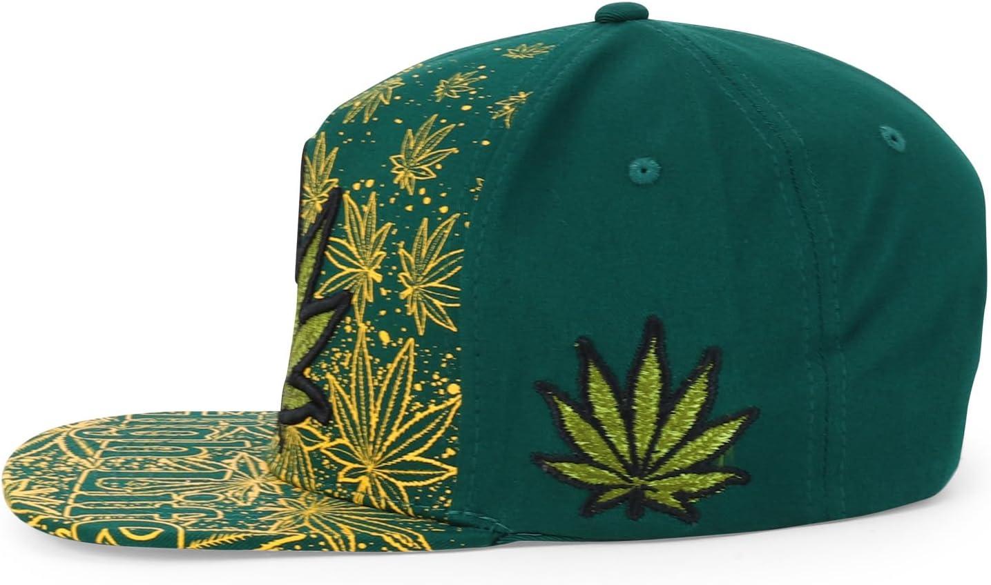 imageTrendy Apparel Shop Rasta Marijuana Leaf Weed 3D Embroidered Flat Bill Snapback CapDark Green Dark Green 9