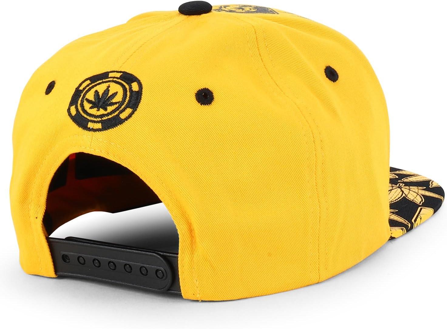 imageTrendy Apparel Shop Rasta Marijuana Leaf Weed 3D Embroidered Flat Bill Snapback CapGold Black 10