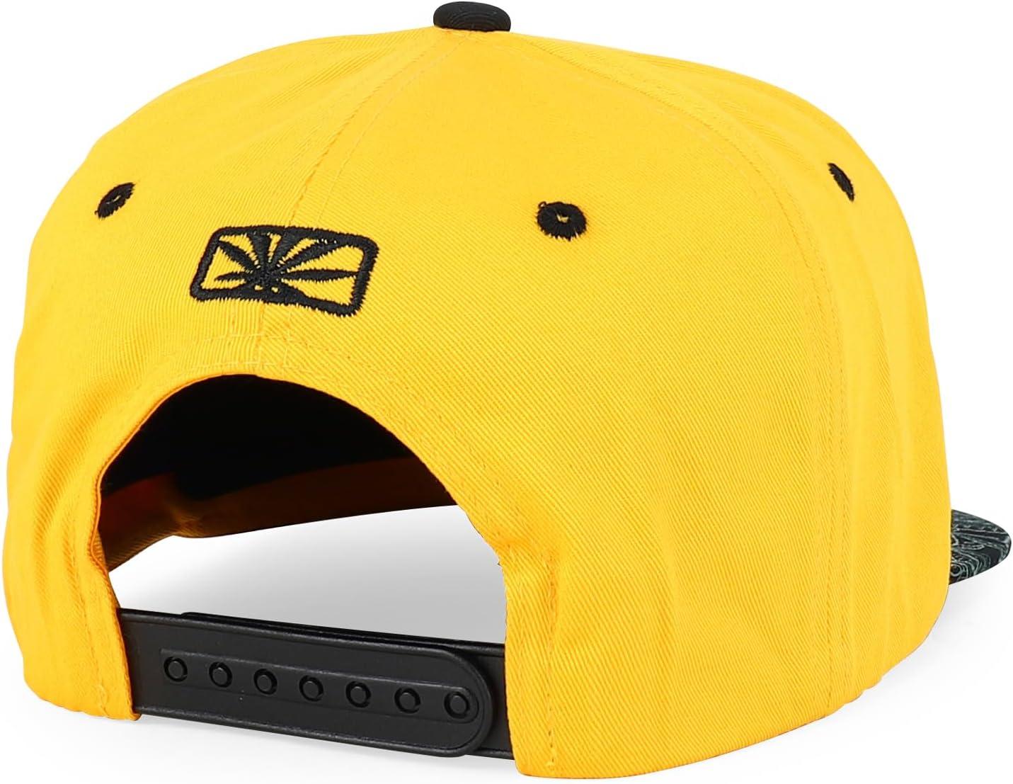 imageTrendy Apparel Shop Rasta Marijuana Leaf Weed 3D Embroidered Flat Bill Snapback CapGold Black 4