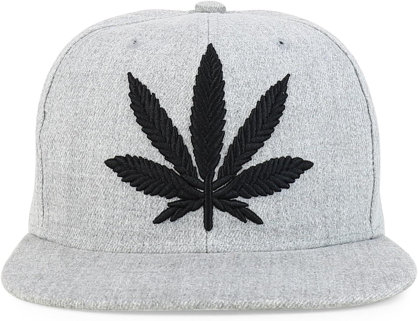 imageTrendy Apparel Shop Rasta Marijuana Leaf Weed 3D Embroidered Flat Bill Snapback CapHgrey Black 7