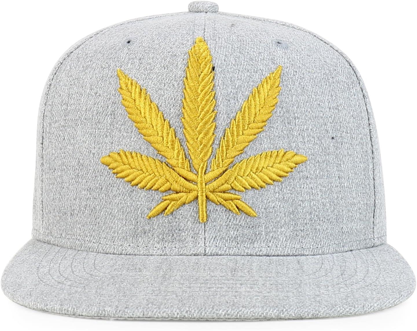 imageTrendy Apparel Shop Rasta Marijuana Leaf Weed 3D Embroidered Flat Bill Snapback CapHgrey Gold 7