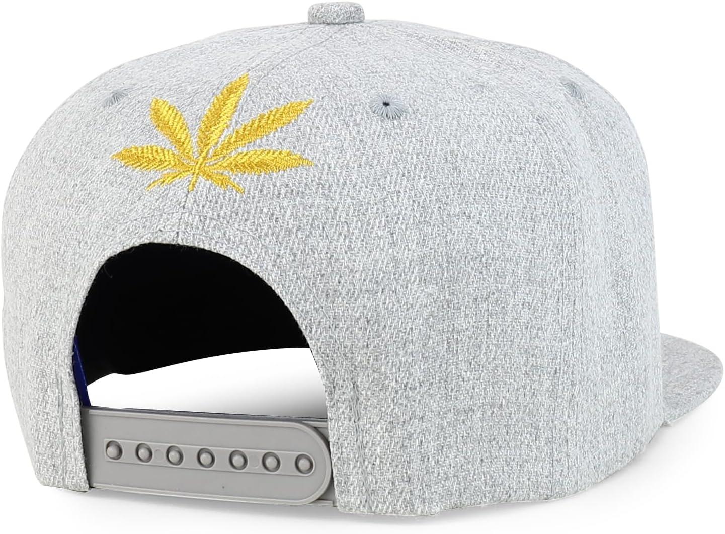 imageTrendy Apparel Shop Rasta Marijuana Leaf Weed 3D Embroidered Flat Bill Snapback CapHgrey Gold 7