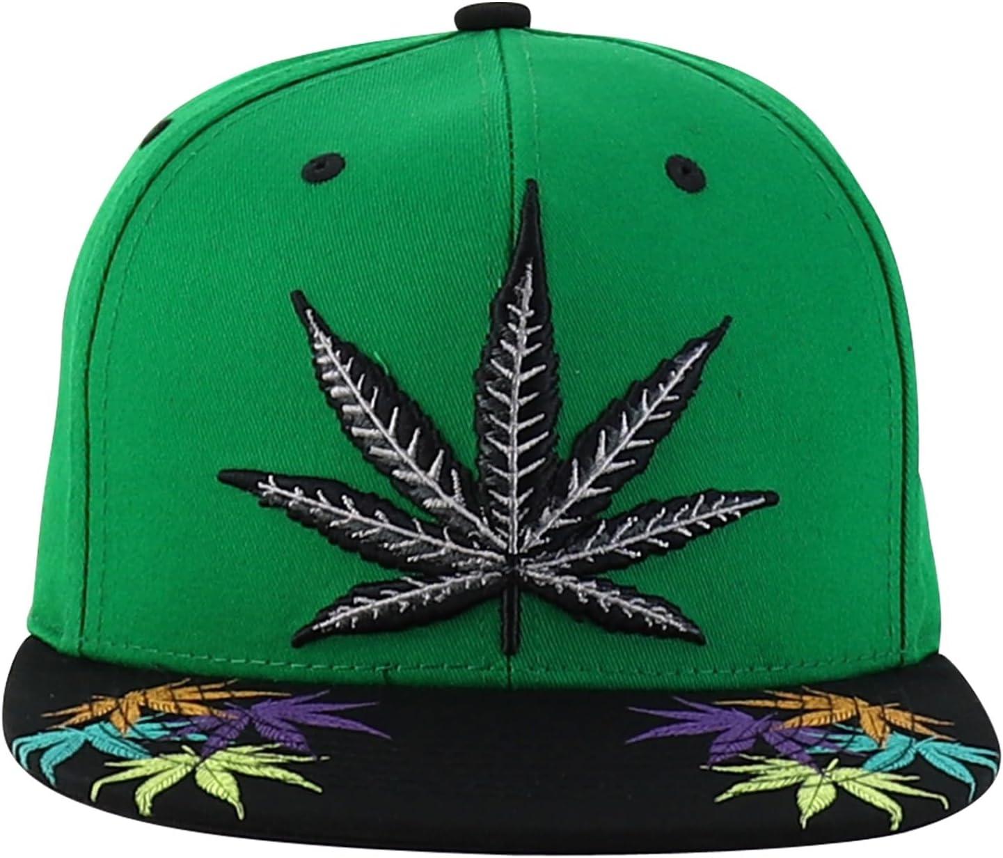 imageTrendy Apparel Shop Rasta Marijuana Leaf Weed 3D Embroidered Flat Bill Snapback CapKelly Green Black 3