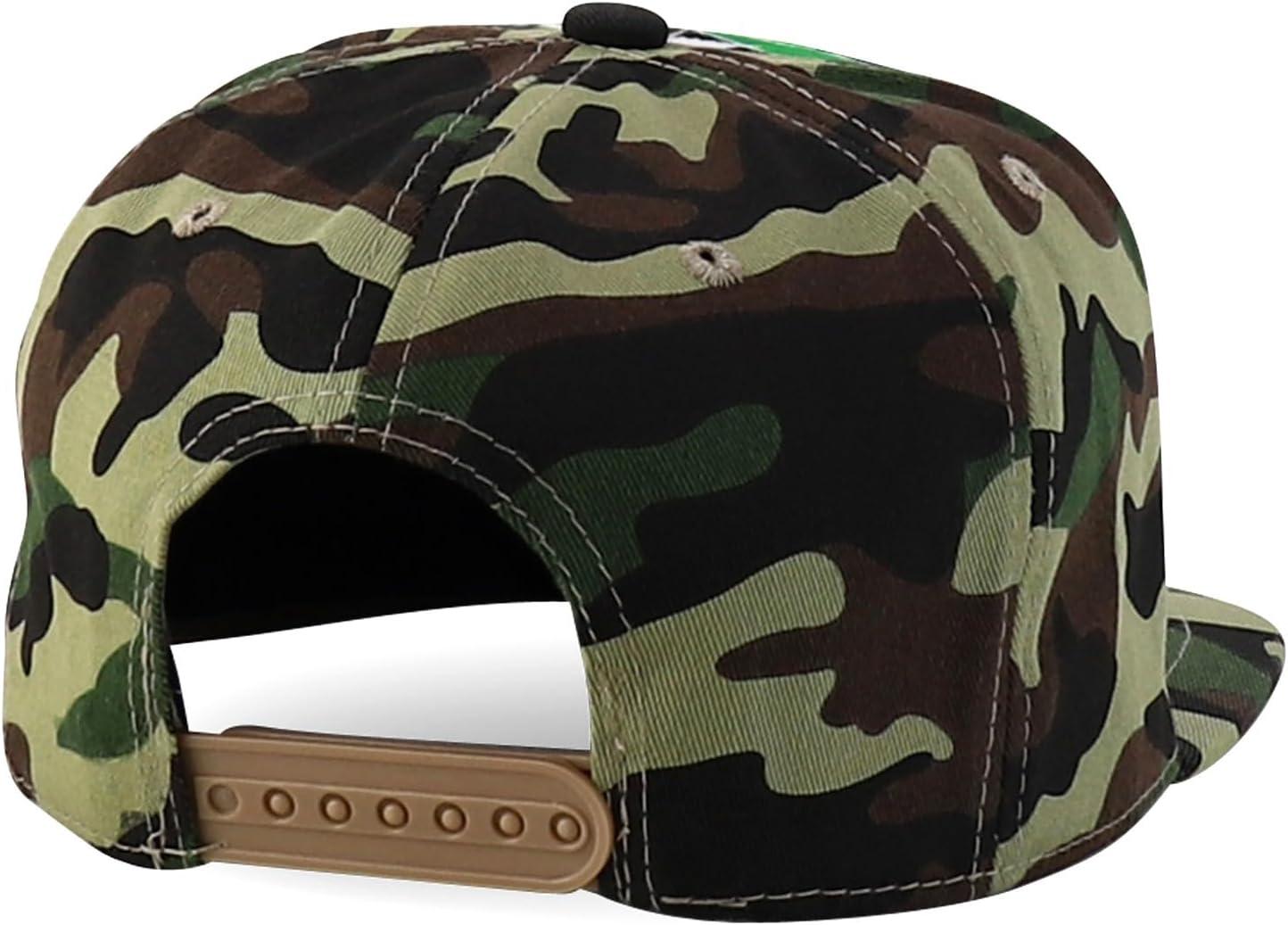 imageTrendy Apparel Shop Rasta Marijuana Leaf Weed 3D Embroidered Flat Bill Snapback CapRainbow Camo1