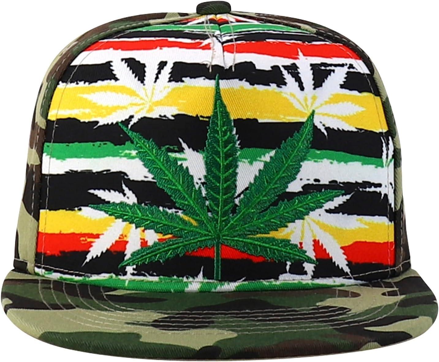 imageTrendy Apparel Shop Rasta Marijuana Leaf Weed 3D Embroidered Flat Bill Snapback CapRainbow Camo1