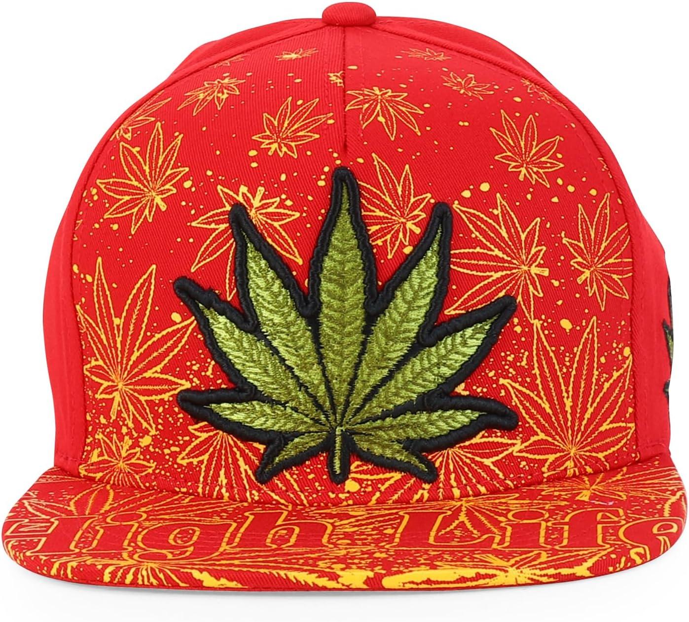 imageTrendy Apparel Shop Rasta Marijuana Leaf Weed 3D Embroidered Flat Bill Snapback CapRed Red 9