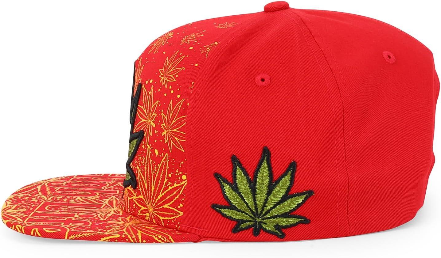 imageTrendy Apparel Shop Rasta Marijuana Leaf Weed 3D Embroidered Flat Bill Snapback CapRed Red 9