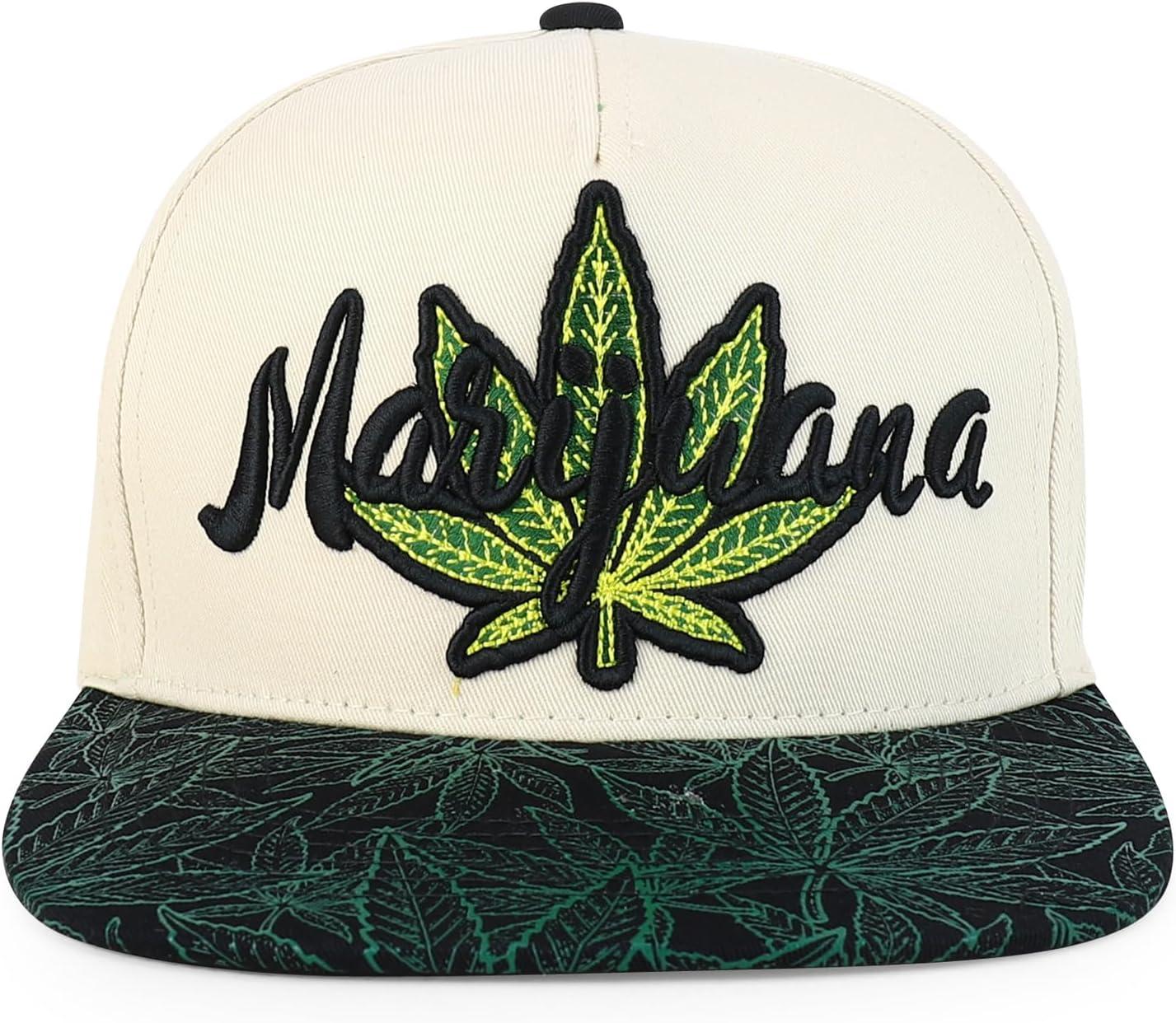 imageTrendy Apparel Shop Rasta Marijuana Leaf Weed 3D Embroidered Flat Bill Snapback CapStone Black 4