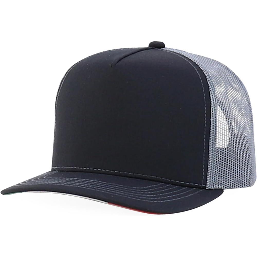 imageTrendy Apparel Shop 5 Panel Structured Trucker Cap with Mexico Flag Design UndervisorBlack Charcoal