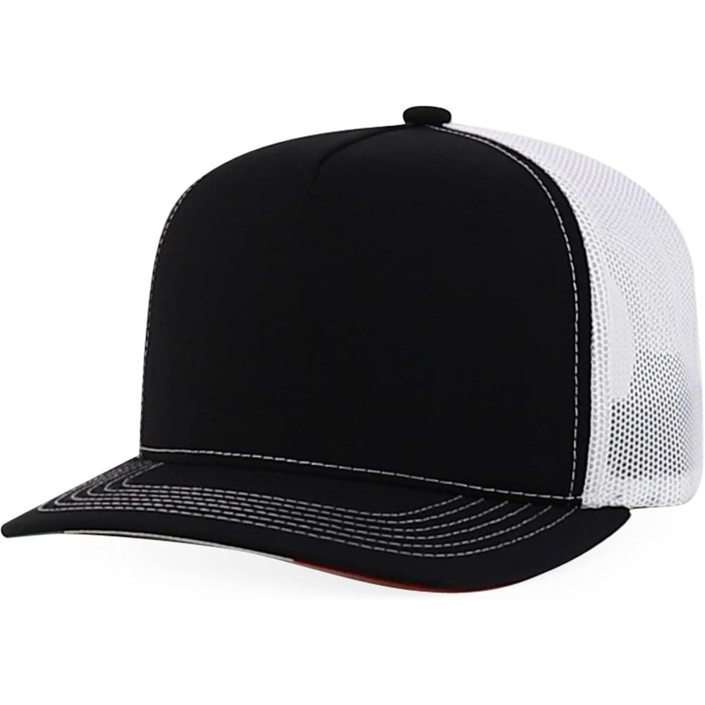 imageTrendy Apparel Shop 5 Panel Structured Trucker Cap with Mexico Flag Design UndervisorBlack White