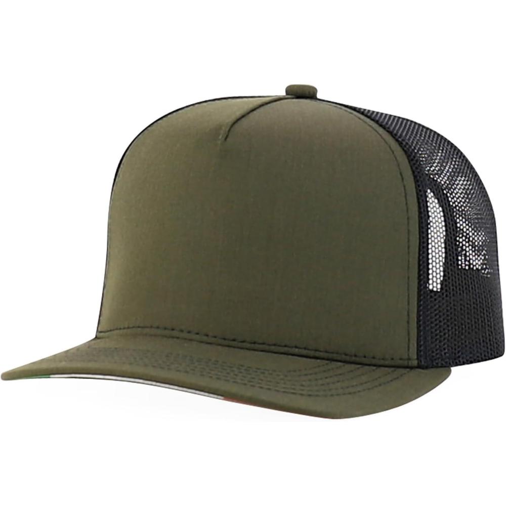 imageTrendy Apparel Shop 5 Panel Structured Trucker Cap with Mexico Flag Design UndervisorOlive Black