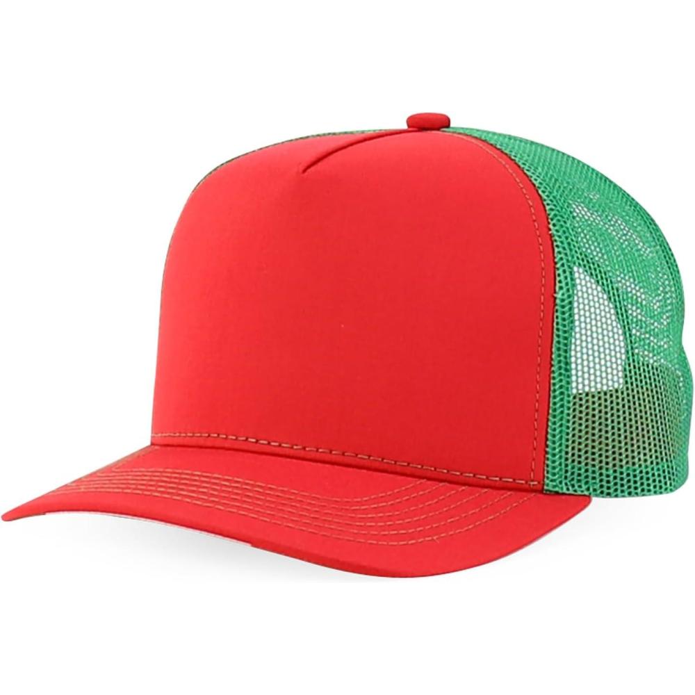 imageTrendy Apparel Shop 5 Panel Structured Trucker Cap with Mexico Flag Design UndervisorRed Kelly Green
