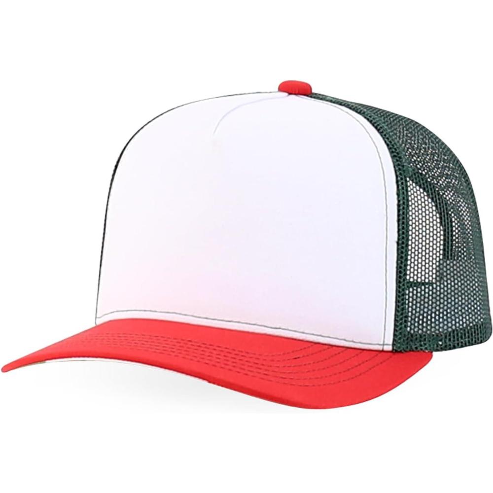 imageTrendy Apparel Shop 5 Panel Structured Trucker Cap with Mexico Flag Design UndervisorWhite Dark Green