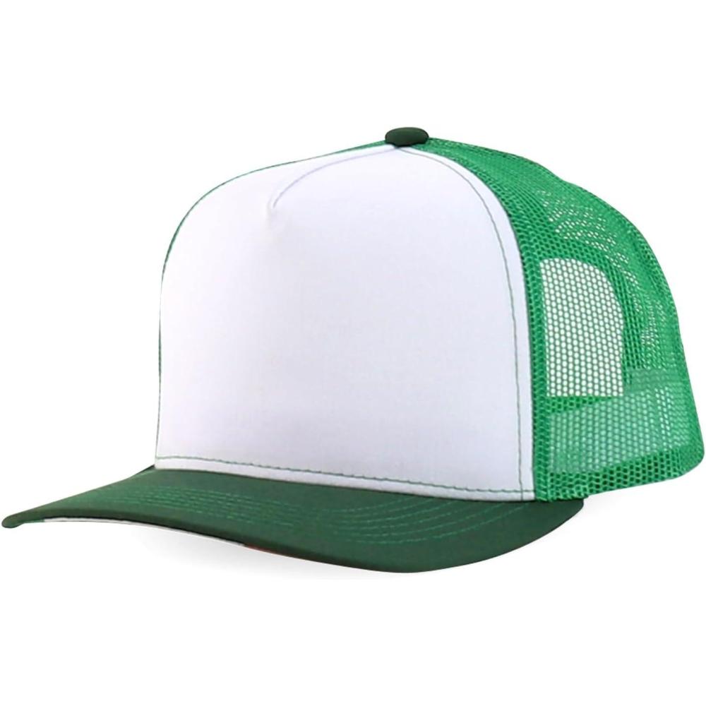imageTrendy Apparel Shop 5 Panel Structured Trucker Cap with Mexico Flag Design UndervisorWhite Kelly Green