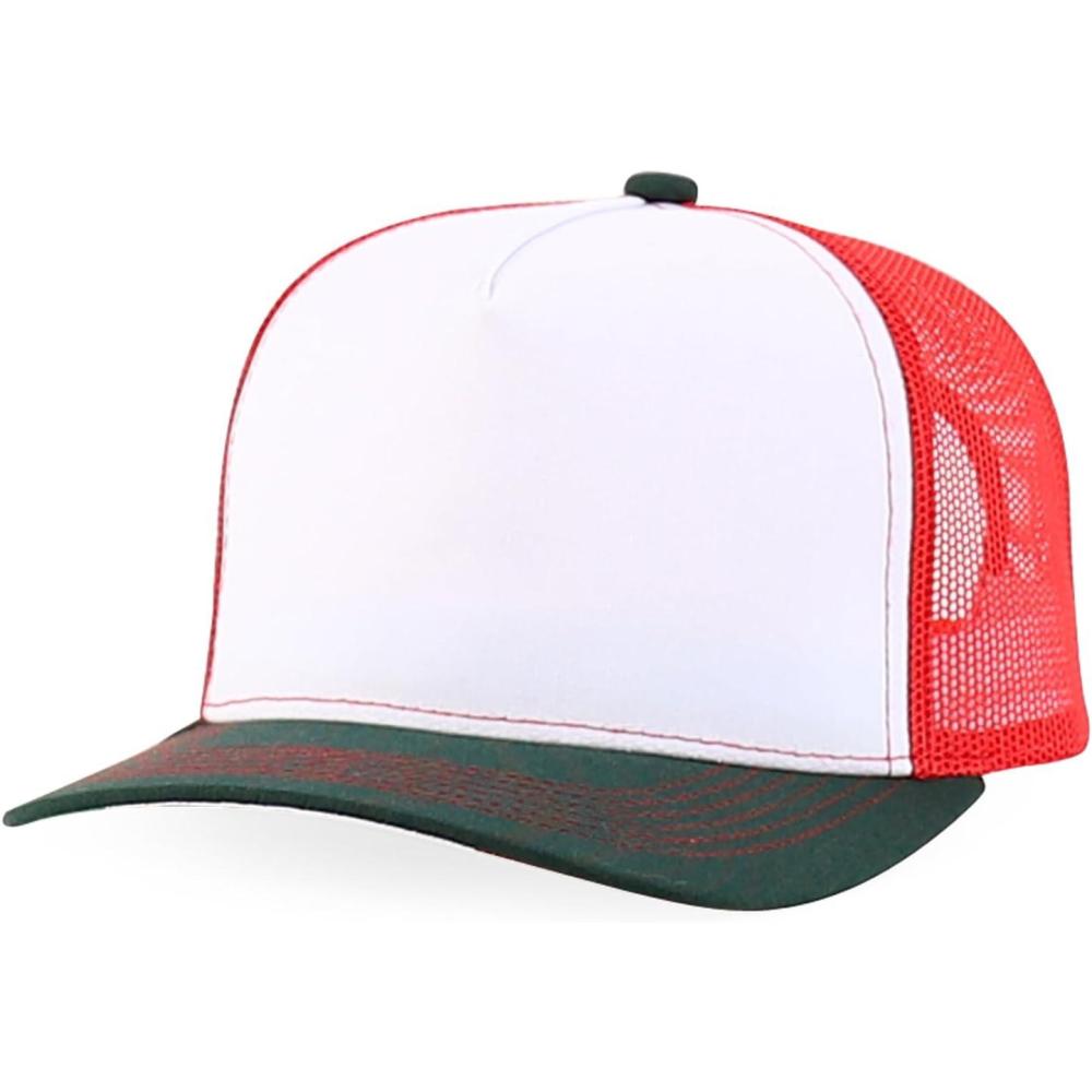 imageTrendy Apparel Shop 5 Panel Structured Trucker Cap with Mexico Flag Design UndervisorWhite Red