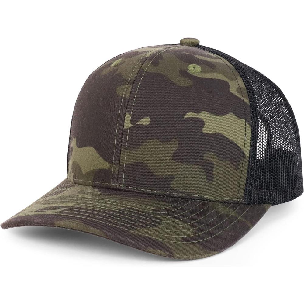 imageTrendy Apparel Shop Premium Structured 6 Panel Mesh Back Trucker CapBlack Camo Black
