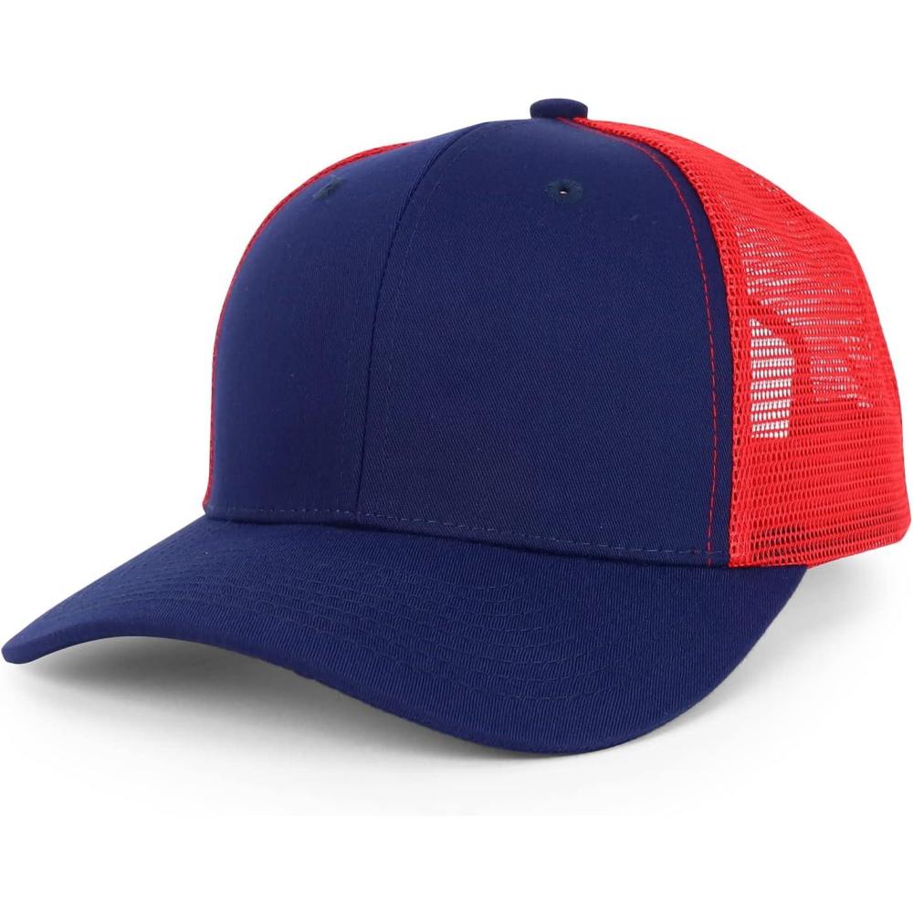 imageTrendy Apparel Shop Premium Structured 6 Panel Mesh Back Trucker CapNavy Red