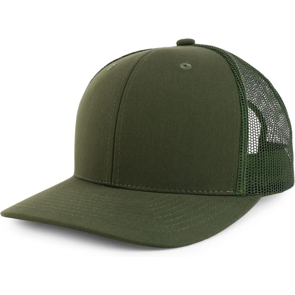 imageTrendy Apparel Shop Premium Structured 6 Panel Mesh Back Trucker CapOlive