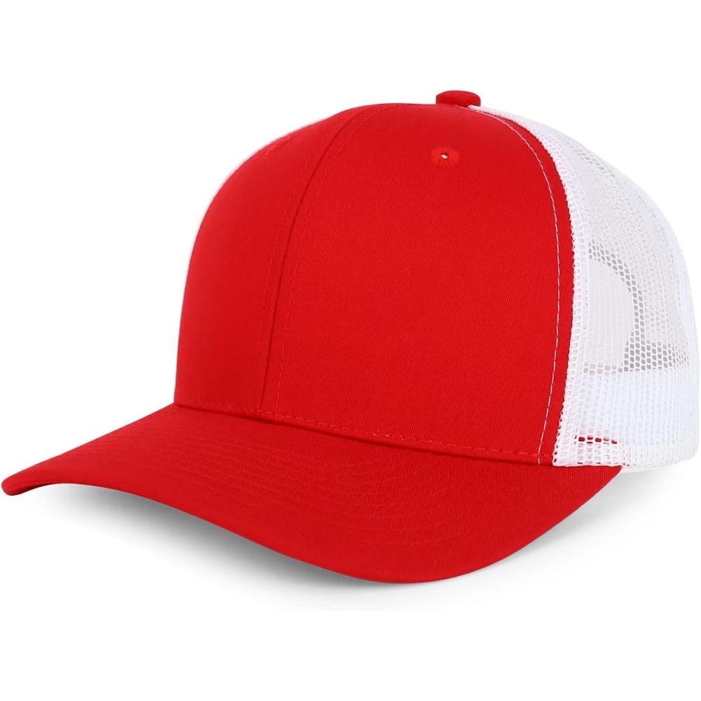 imageTrendy Apparel Shop Premium Structured 6 Panel Mesh Back Trucker CapRed White