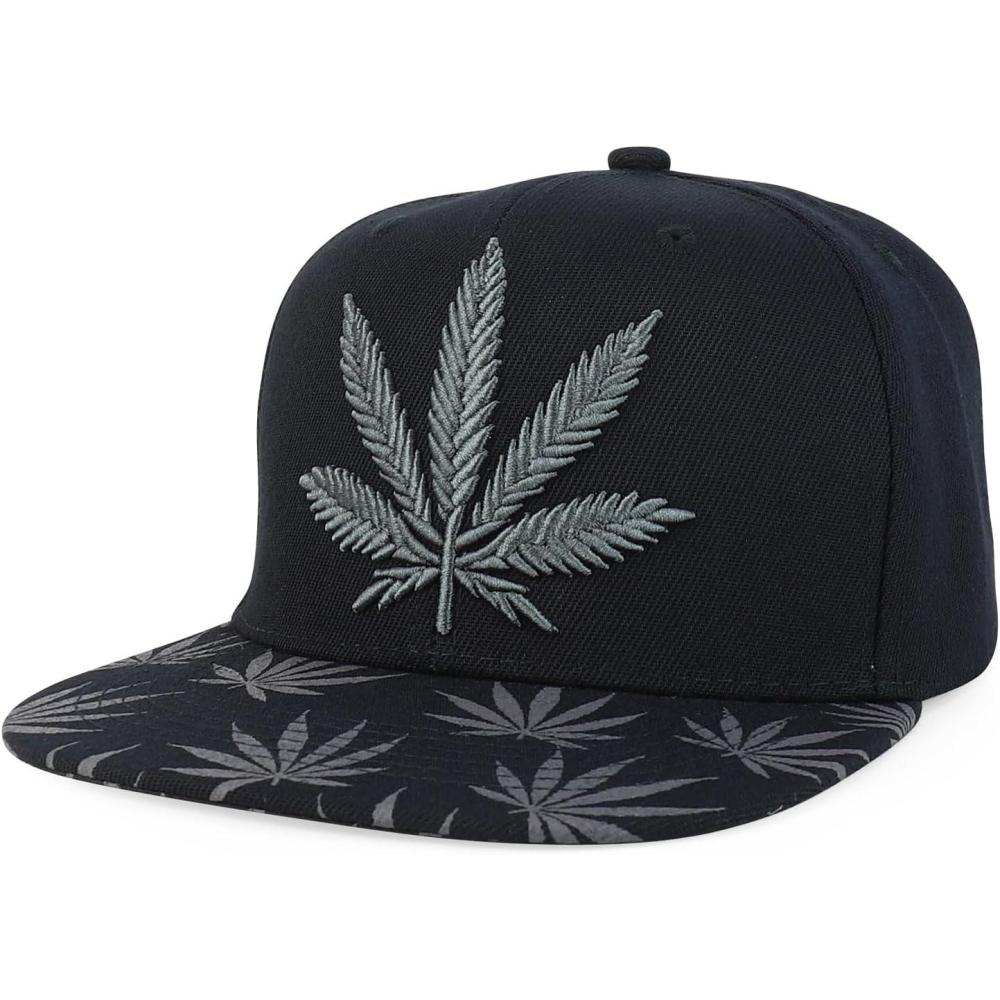 imageTrendy Apparel Shop Rasta Marijuana Leaf Weed 3D Embroidered Flat Bill Snapback CapBlack Black 5