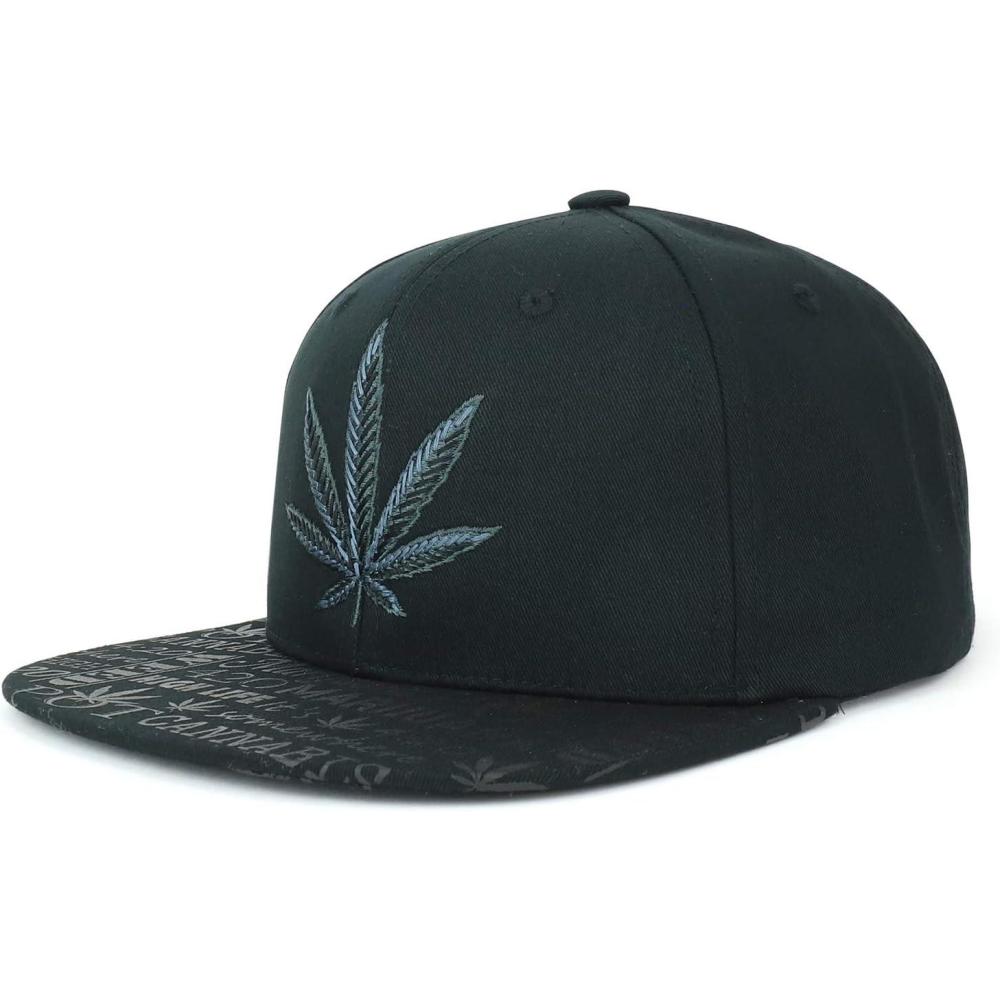 imageTrendy Apparel Shop Rasta Marijuana Leaf Weed 3D Embroidered Flat Bill Snapback CapBlack Black