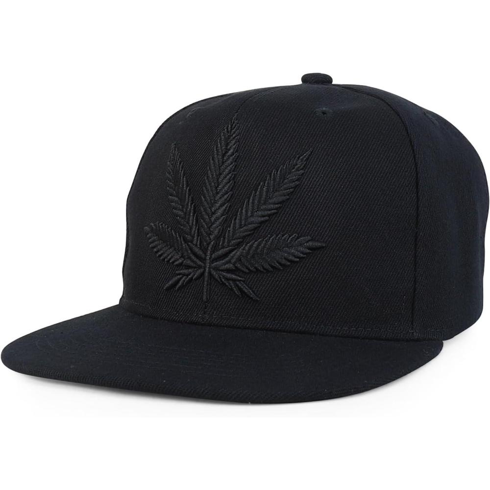 imageTrendy Apparel Shop Rasta Marijuana Leaf Weed 3D Embroidered Flat Bill Snapback CapBlack Black 7