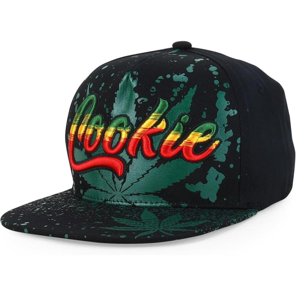 imageTrendy Apparel Shop Rasta Marijuana Leaf Weed 3D Embroidered Flat Bill Snapback CapBlack Black 8