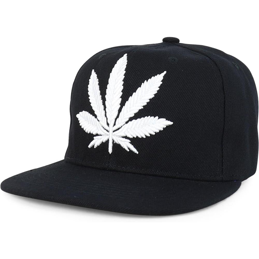 imageTrendy Apparel Shop Rasta Marijuana Leaf Weed 3D Embroidered Flat Bill Snapback CapBlack White 7