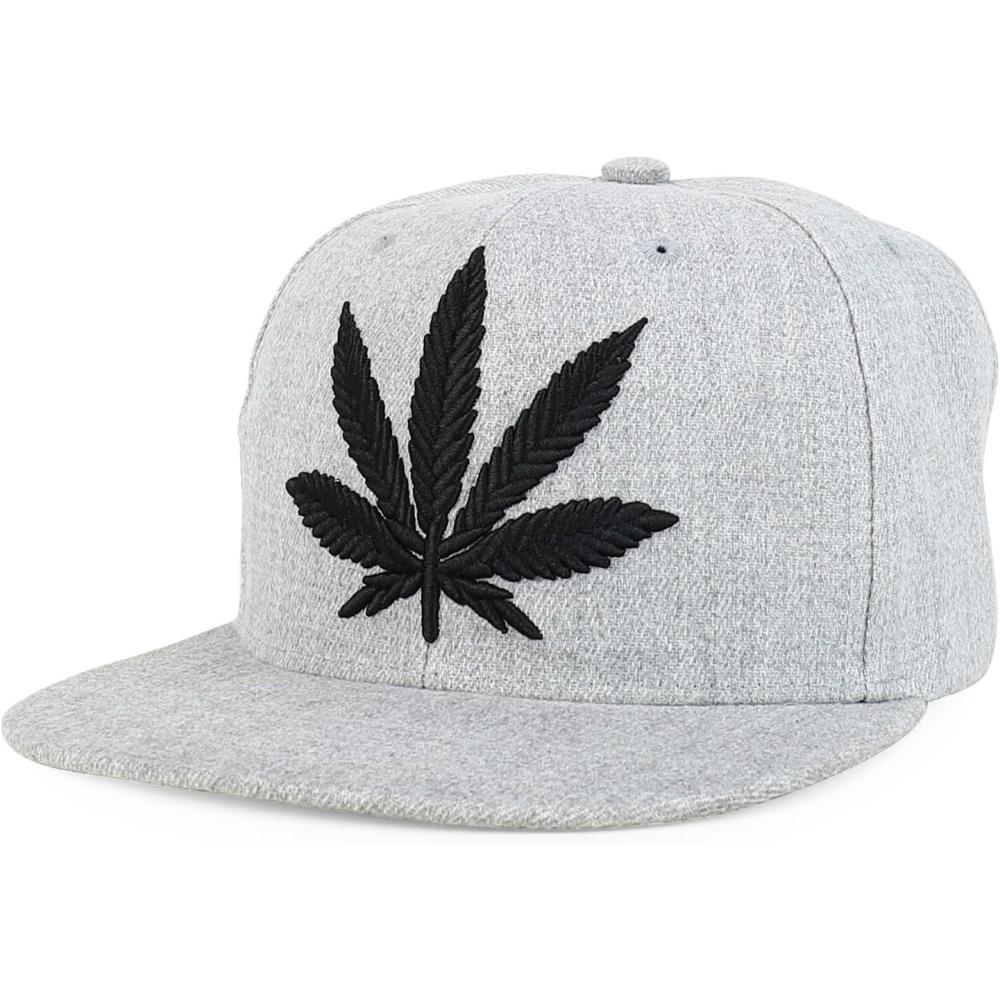 imageTrendy Apparel Shop Rasta Marijuana Leaf Weed 3D Embroidered Flat Bill Snapback CapHgrey Black 7