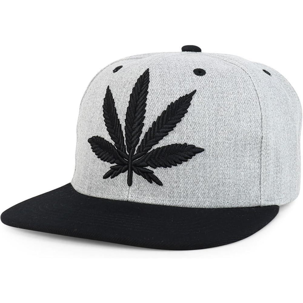 imageTrendy Apparel Shop Rasta Marijuana Leaf Weed 3D Embroidered Flat Bill Snapback CapHgrey Black Black 7