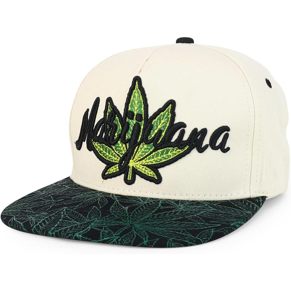 imageTrendy Apparel Shop Rasta Marijuana Leaf Weed 3D Embroidered Flat Bill Snapback CapStone Black 4