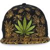 imageTrendy Apparel Shop Rasta Marijuana Leaf Weed 3D Embroidered Flat Bill Snapback CapBlack Black 9