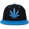 imageTrendy Apparel Shop Rasta Marijuana Leaf Weed 3D Embroidered Flat Bill Snapback CapBlack Blue